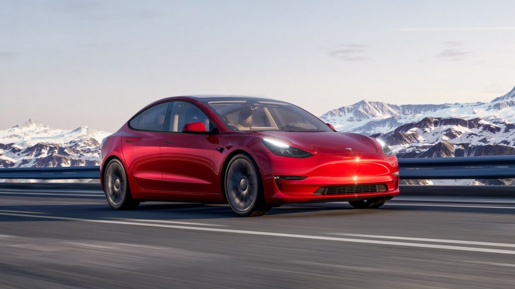 Company car tax concept, Tesla Model 3